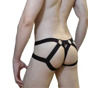 Sexy Men Bondage Underwear Man Jock Strap Thong Mesh G String Jockstrap Elastic Hollow Lingerie T-back Penis Pouch Underpants