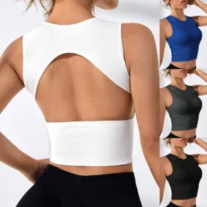 Sexy Backless Sports Vest For Women Fashion Fitness Running Yoga Vest With Chest Pad Summer Solid Color Seamless Underwear
