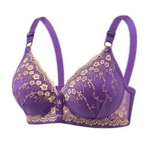 New Portable Front Snap Large Size Bra Push Up Without Steel Ring Thin Underwear Middle Mother Bra Bra Big Chest Small Sleep Bra