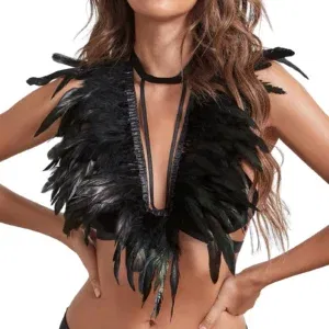 Women Sexy Bra Black Cutout Lingerie Fashionable Feather Design With Exposed Back High Aesthetic Value Underwear 2024 New