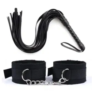 44cm Tape Whip Flogger Plush Nylon Plush Sex Handcuffs Bondage Slave Exotic Accessories Toys For Couples Adults Games