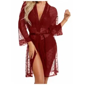 Women Sexy Lingerie Set 3 Piece Lace Kimono Robe With Bra And Panty Sheer Sleepwear Sexy Lingerie For Fine Women