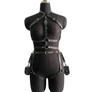 Women Sexy Bondage Harness Set Leather Lingerie Fetish Couple Underwear Thigh Garter Stocking Women's Harness Bra Sword belt