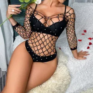 Sexy Diamond Detailed Bikini Three-Point Style Lingerie From Europe And America New Arrival Vacant Transparent Love Suit