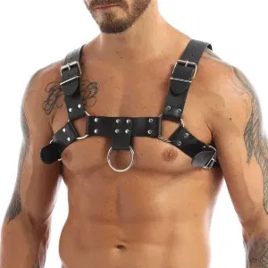 Male Leather Chest Harness Adjustable Lingerie Fetish Gay Clothing Accessories Body Bondage Goth Punk Club Cage Strap for Men